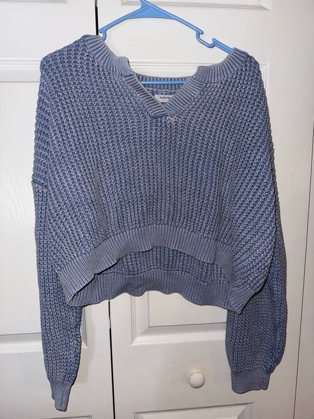 Haute Hippie Relaxed V-Neck Sweater in Dusty Blue
